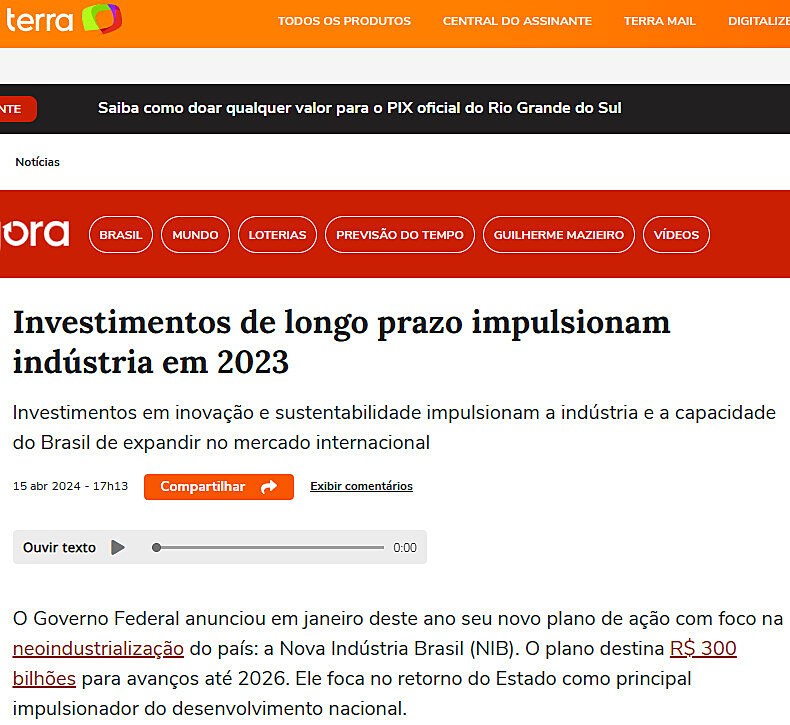 Investimentos de longo prazo impulsionam indstria em 2023